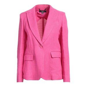 WEEKEND MAX MARA Nalut Linen Canvas Single Breast Blazer Size 8 Fuchsia